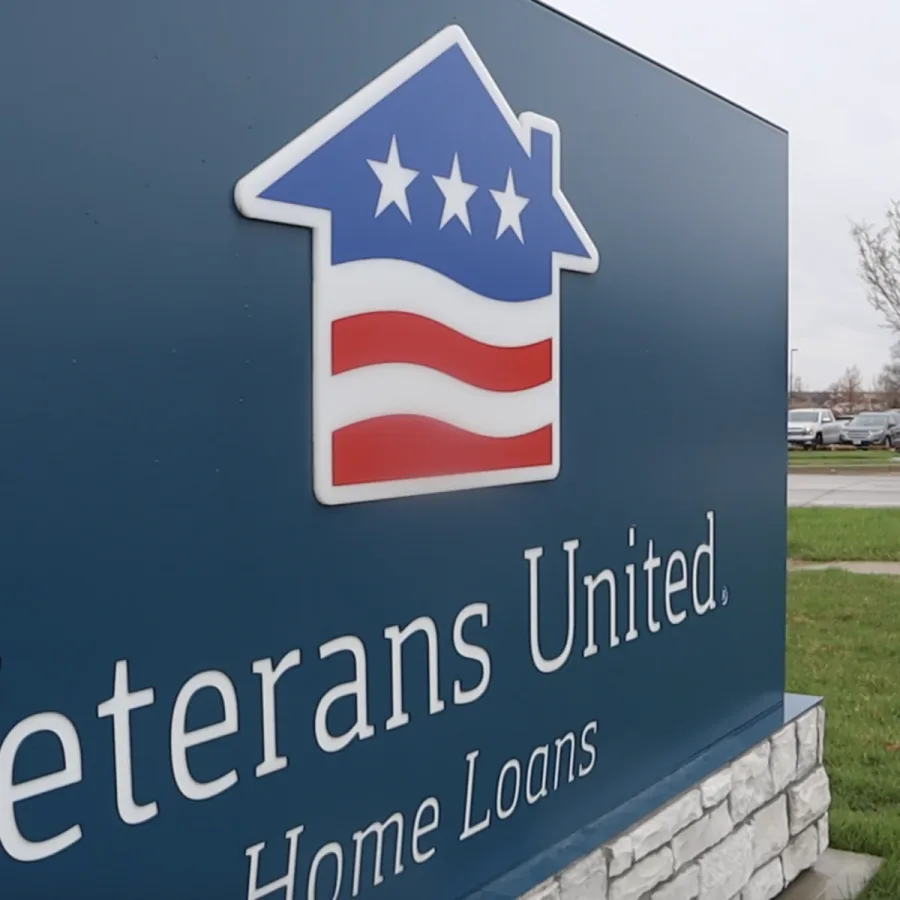 The Veterans United Home Loans sign outside the Columbia, Missouri office